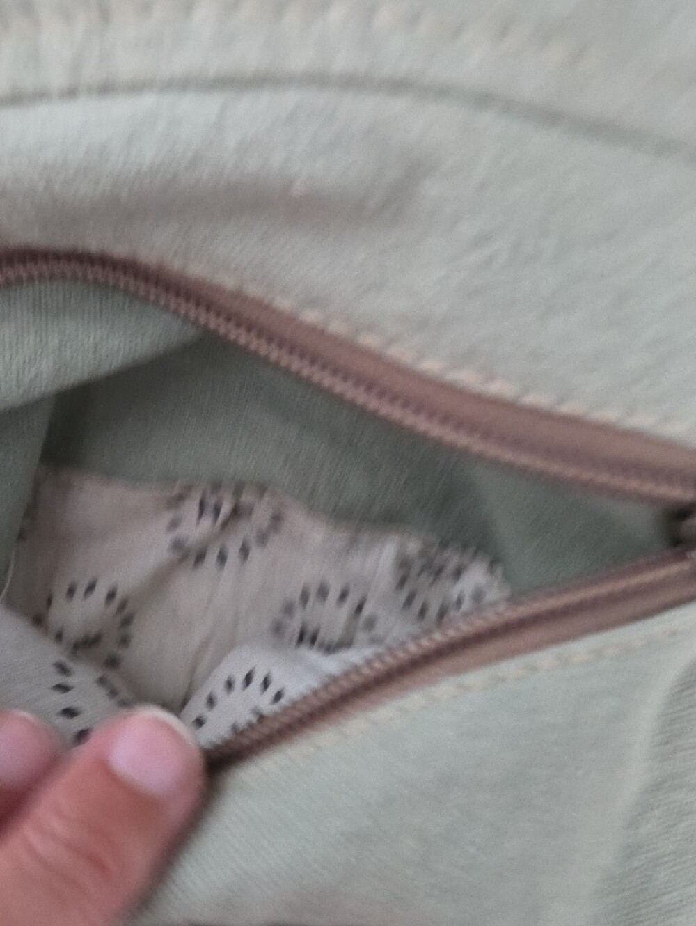 Myra Bag Sage Green Canvas Tote with Brown Leather Straps - Picture 10 of 15